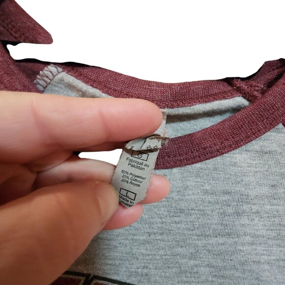 Styx Renegade Raglan Baseball Tee Shirt Gray & Burgundy Long Sleeve L - Picture 4 of 4
